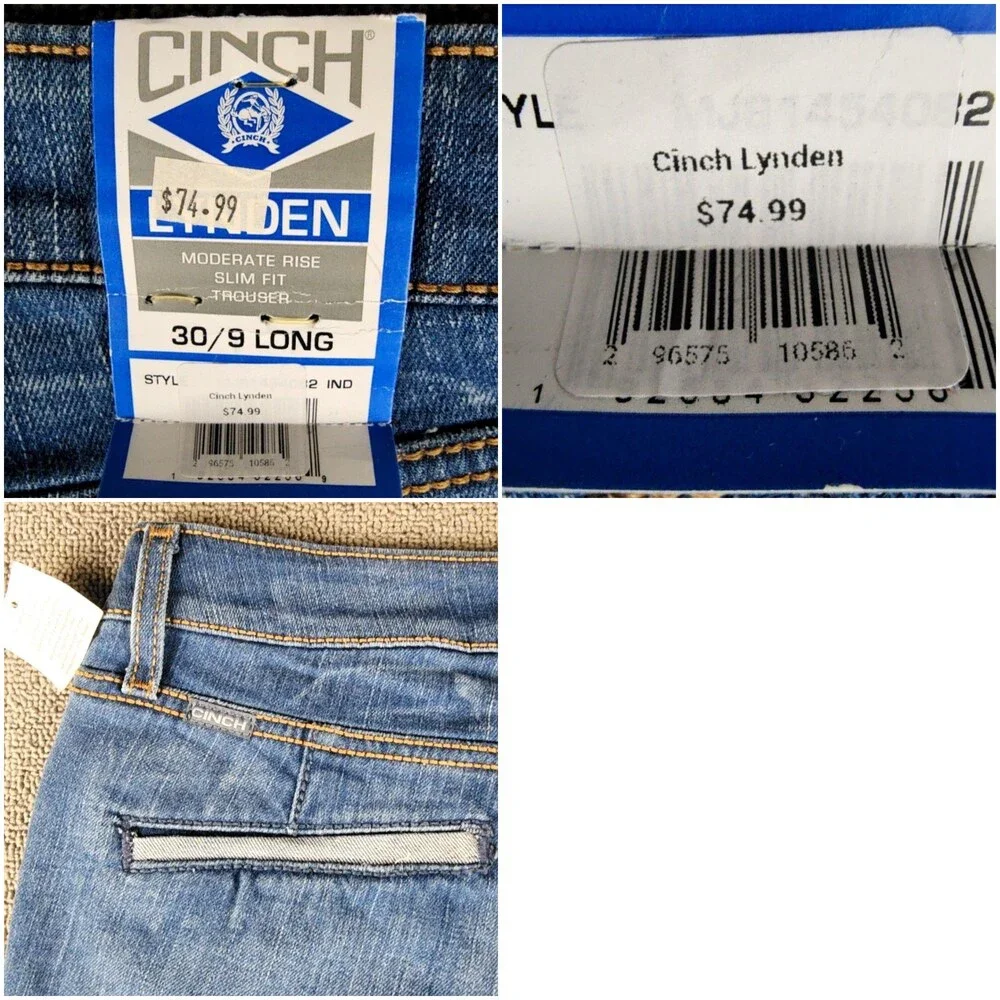 Cinch Lynden Jeans Womens 30/9 Long Blue Mid Rise Slim Bootcut Stretch Denim